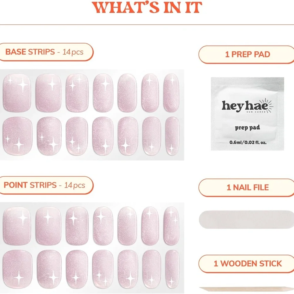 Hey, Attention Please! Semi Cured Gel Nail Strip Set
